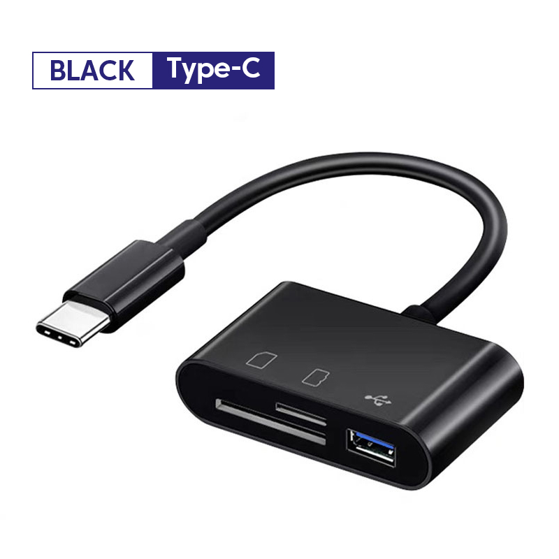 Adapter czytnika kart 3 w 1 typu C do czytnika kart pamięci SD TF Konwerter USB typu C OTG do tabletu Huawei Samsung Xiomi Phone: WHITE