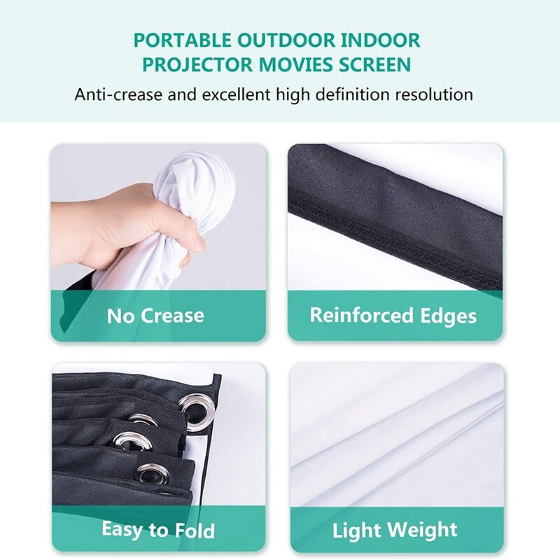 16:9 Portable Foldable 120 Inch HD Projector Sn Wall Mounted Home Theater Projection Sn Canvas for Home Outdoor