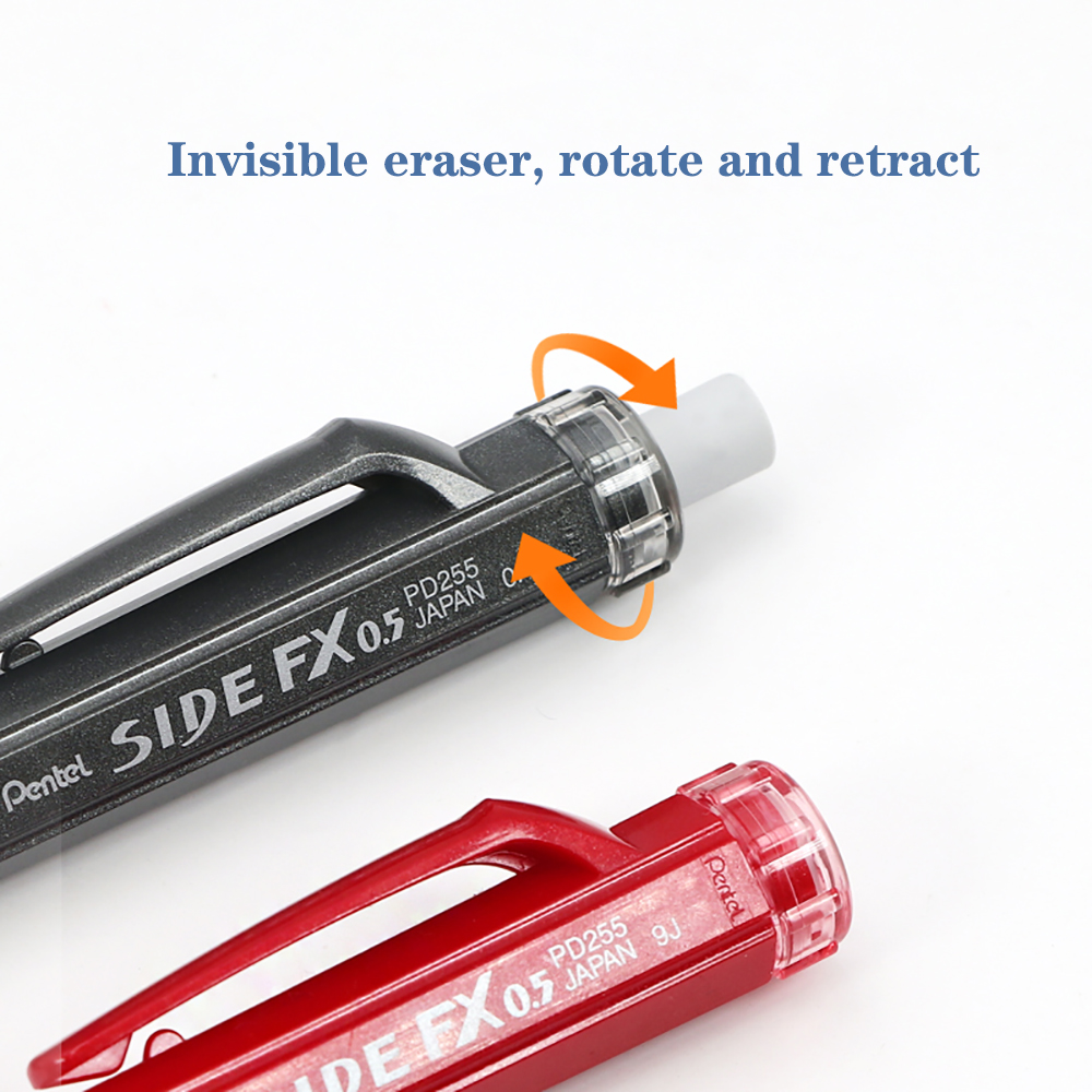 Japanese Pentel Mechanical Pencils PD255 Side Press Out Lead Core 0.5mm/0.7mm Rubber Retractable Activity Pencil Stationery