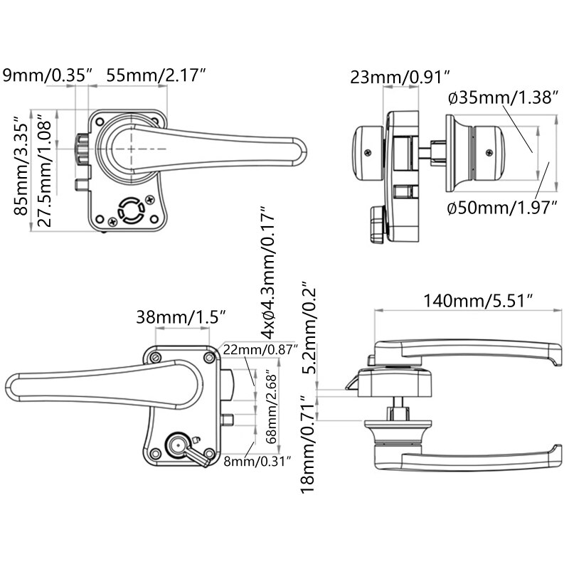 RV Toilet Door Lock Bathroom Door Lock RV Caravan Boat Latch Handle Knob Locks For Furniture Hardware