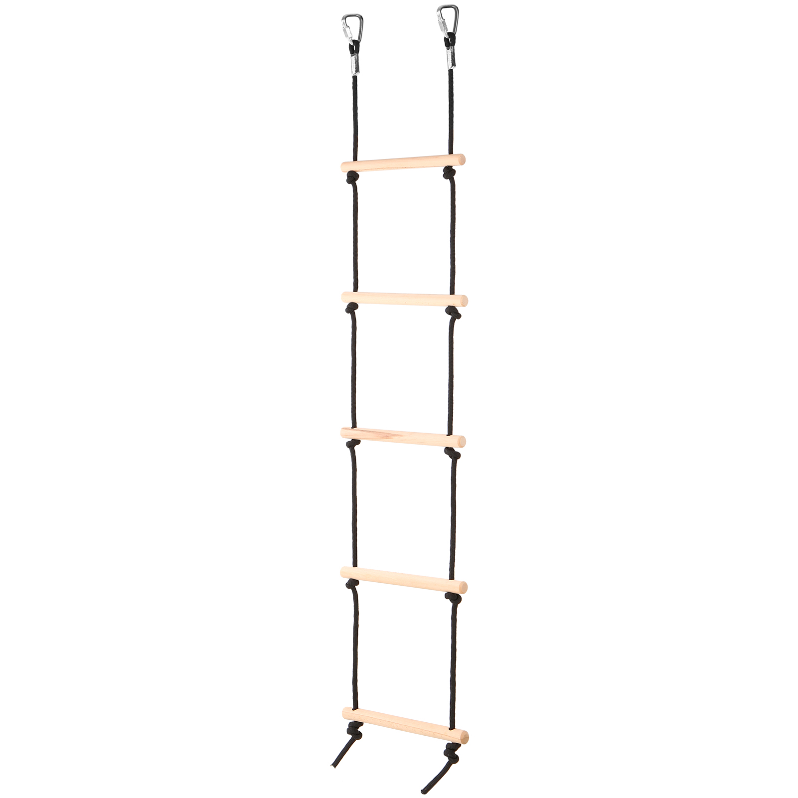 Outdoor Wooden Swing Rope Ladder with 2 Hooks Kids Climbing Obstacle Game Hanging Ladder Swing Playground Set