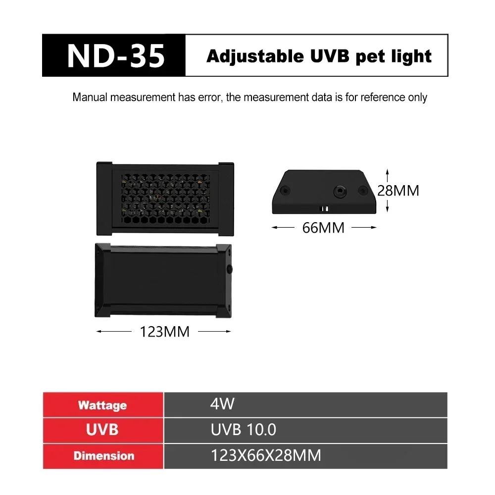 UVA + UVB Reptile spectre complet UVB LED lumières tortues lézards bain de soleil lampe thermique 4 W/8 W Reptiles luminaire Vivarium éclairage: Brun foncé