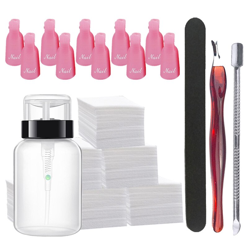 Nagellackborttagningsverktyg blötlägg av uv gel cap clip wrap verktyg nagelband pusher bomull nagelrengöring pedikyr nagelvårdsverktyg