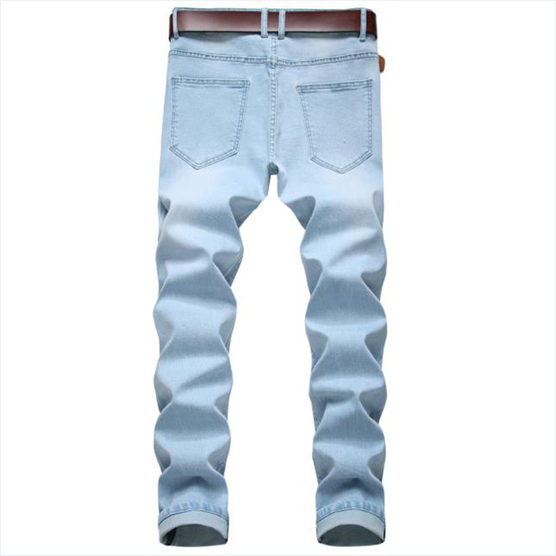 Mannen Gescheurde Jeans Borduren Broek Jean Homme Voor Mannen Slanke Denim Broek Mannelijke Zwarte Blauw Straight Casual jeans