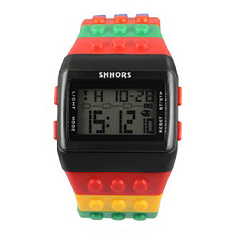 ML02 Modieus herenhorloge, kleurrijk multifunctioneel elektronisch horloge met bouwsteen, waterdicht dameshorloge met nachtlampje: Ivoor