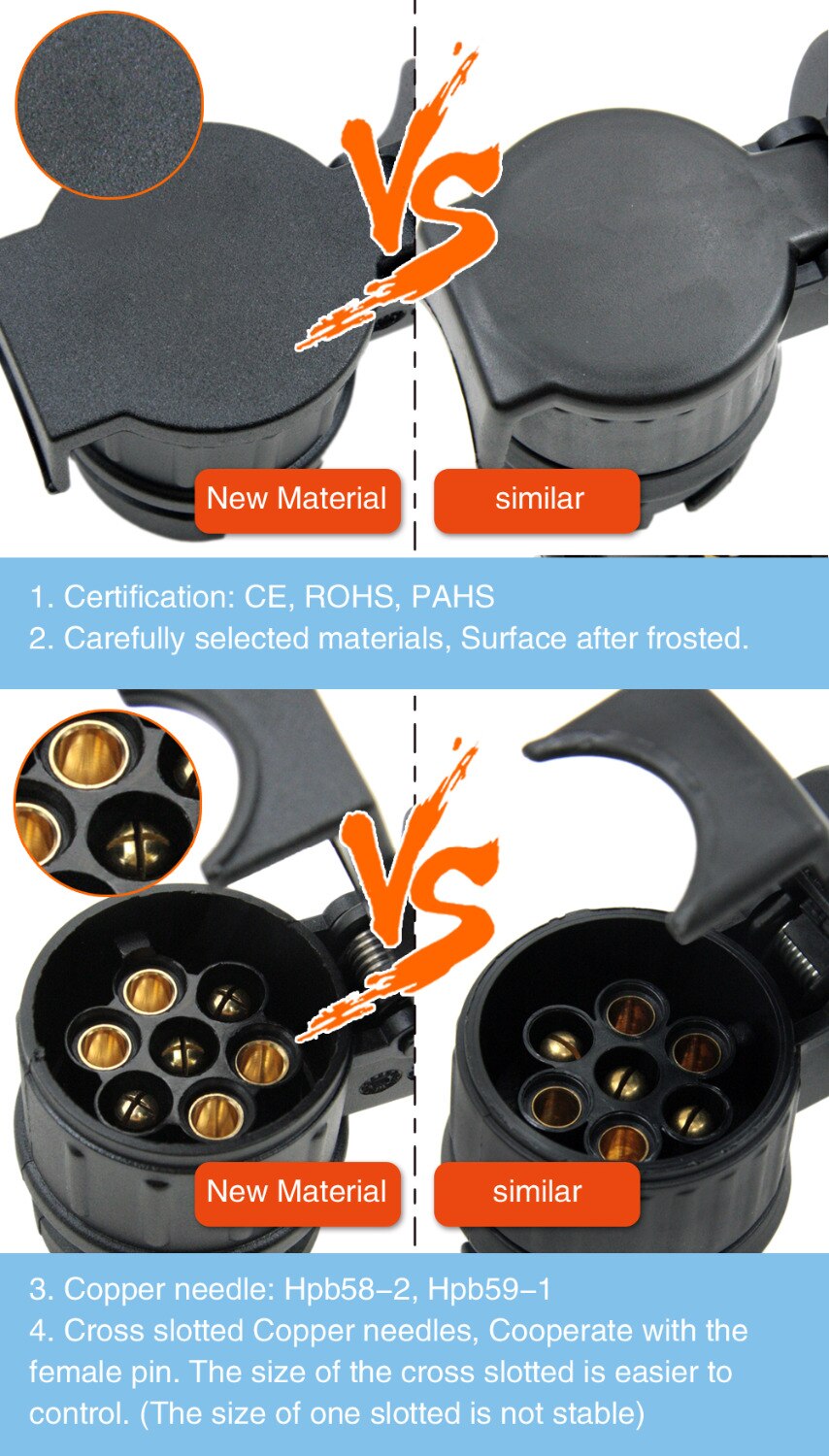 TIRO 13 To 7 Pin Trailer Adapter Black frosted materials Trailer Wiring Connector 12V Towbar Towing Plug N T22775a