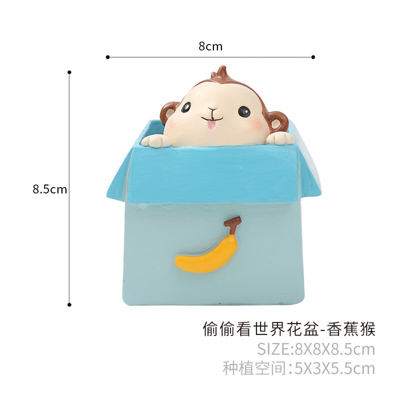 ROOGO de dibujos animados de plantador animal zakka mano artesanía flor kawaii macetas planta suculenta maceta decoración hogar: 5