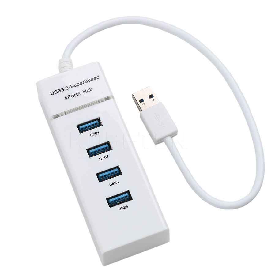 Kebidu High Speed 5Gbps 4 Poorts Usb Hub 3.0 Splitter Adapter 4 Port Hub Voor Laptop Pc/ computer Randapparatuur Accessorie: WHITE