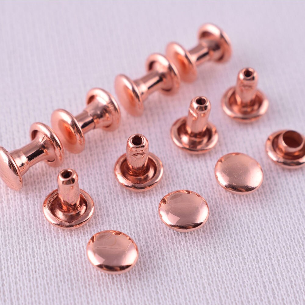 Rose Gold Doppel Kappe Leder Nieten Verschluss schnappt Metall Schnelle Niet Nieten Leder Handwerk Kleidung/Schuhe/Taschen/gürtel Reparatur