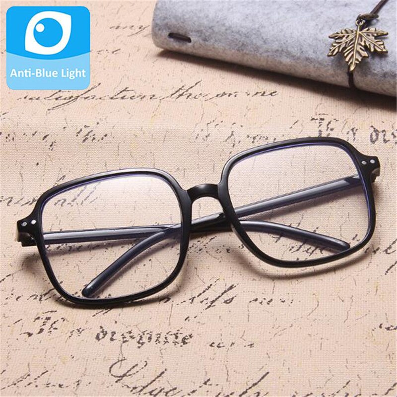 Anti Blue Light Block Glasses Square Eyeglasses Women Optical Frame Transparent Female Eyewear Men Filter Reduces Male: Black