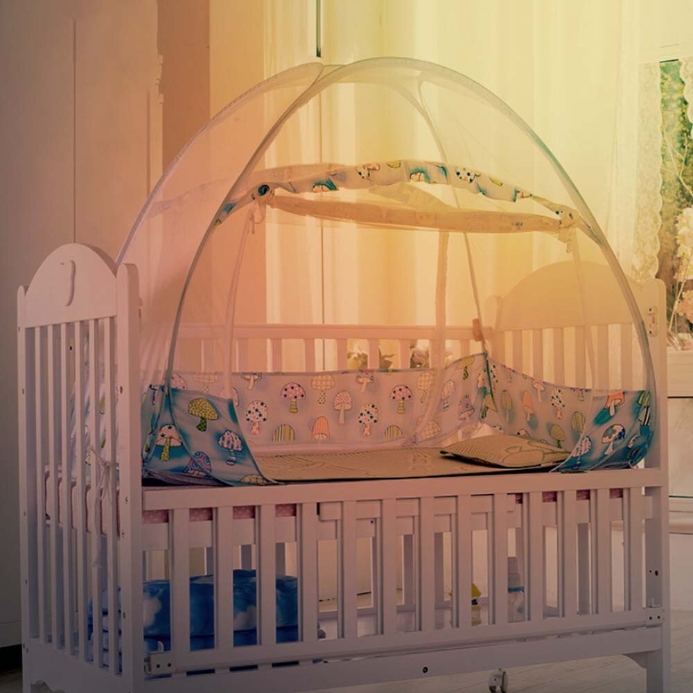 Baby Crib Tent Safety Mosquito Net Toddler Dome Canopy Netting with Foldable Bracket