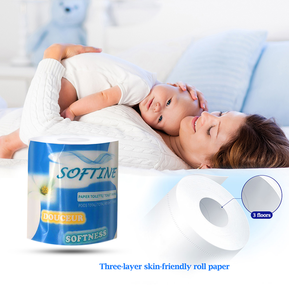 1 Roll Paper Tissue 3 Layers Raw Wood Pulp Napkin Skin Friendly Home Rolling Paper Household Bathroom Toilet Paper Cleaning Item