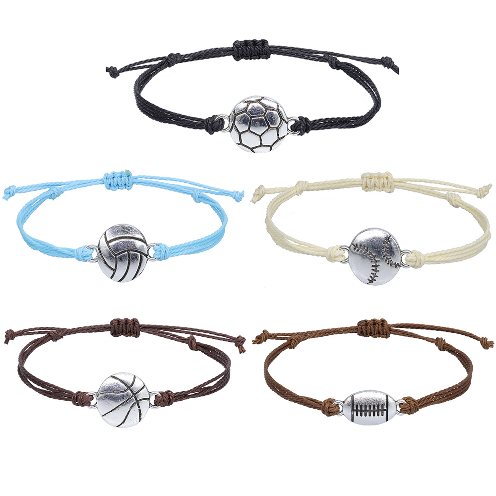 Basketball Player Number Braided Rope Bracelet Baseball Football Volleyball Sport Bangles for Men Adjustable Wristbands