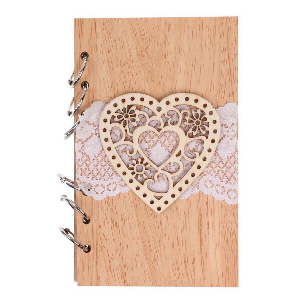 Bloc de notas de madera para boda, libro de visitas de amor hueco, álbum de boda, cuaderno: Style 3