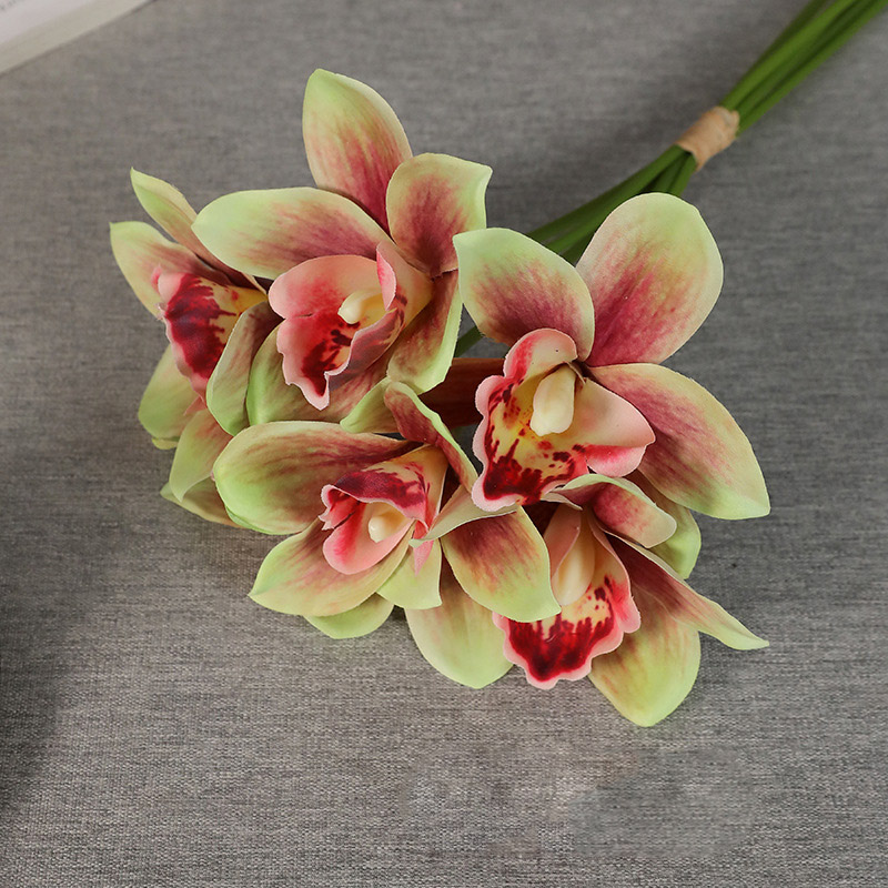 Neue 6 teile/los Herbst Schmetterling Orchidee Vasen für Wohnkultur Hochzeit dekorative Pflanzen Weihnachts künstliche Blumen: Grün