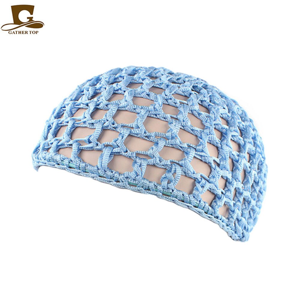 Chapeau de nuit pour femmes, bonnet de nuit, couleur unie, filet, , lot de 10 pièces: BLEU CIEL