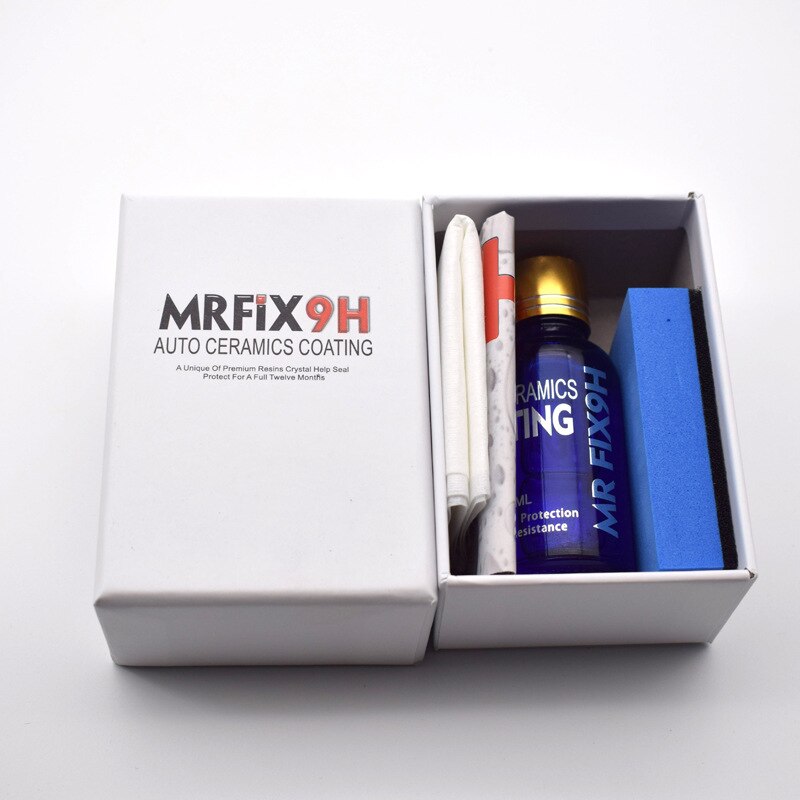 Capa de cerámica líquida para coche 9H 30ml, conjunto de revestimiento de vidrio superhidrofóbico, polisiloxano, Nano materiales, agente de pulido para coche: box
