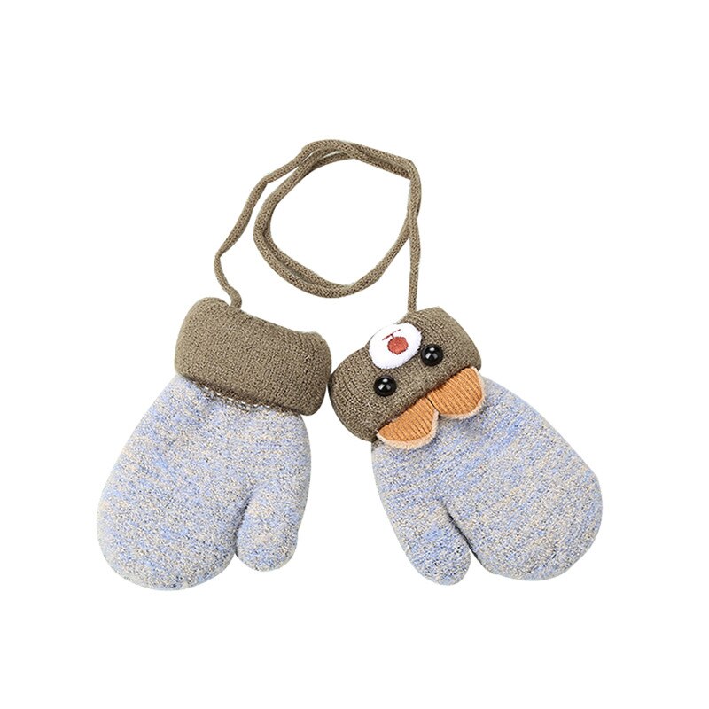 Newborn Kids Cartoon Cute Baby Boys Girls Winter Warm Gloves Wool Mittens Thick Knit Full Rope Finger Warmer Gloves 0-3Y