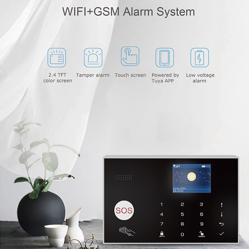 WiFi GSM Home Security Alarm System Tuya Smart Burglar Alarm Kit with 43Hz Wireless Detectors EU Plug
