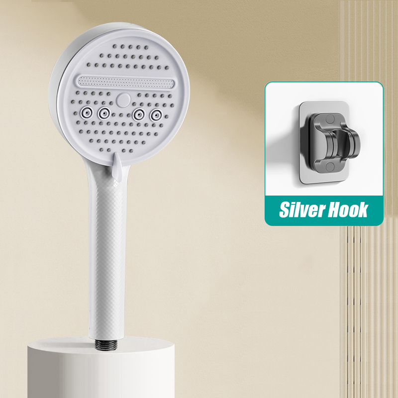 Cabezal de ducha ajustable de 5 modos, cabezal de ducha ahorrador de agua para baño con Base de manguera, accesorios de baño con patrón de fibra de carbono: YELLOW