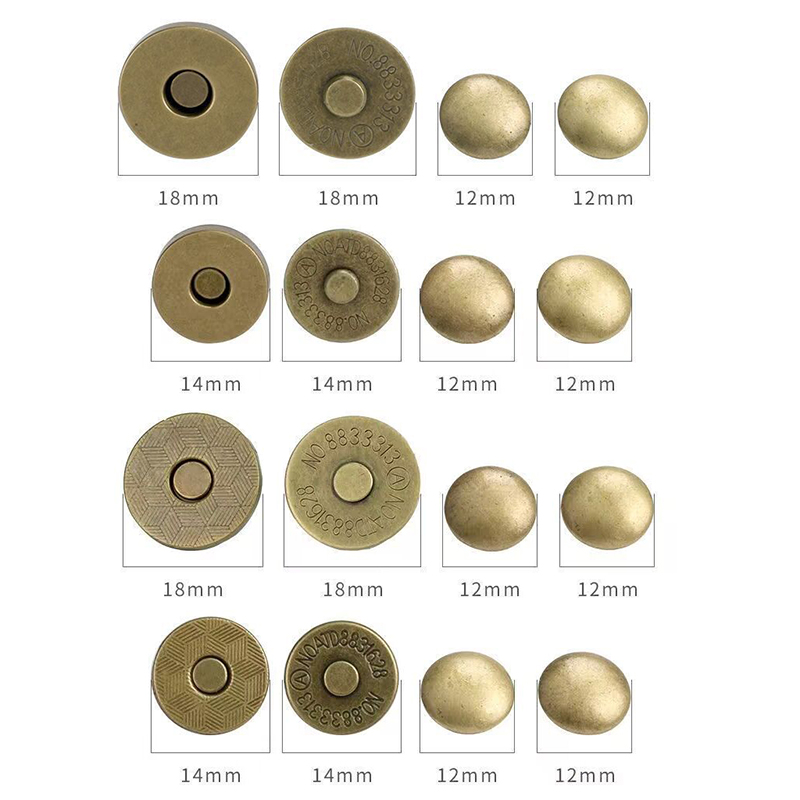 10sets 10mm 14mm 18mm Magnetic Snap Fasteners Clasps Buttons Handbag Purse Wallet Craft Bags Parts Accessories Adsorption