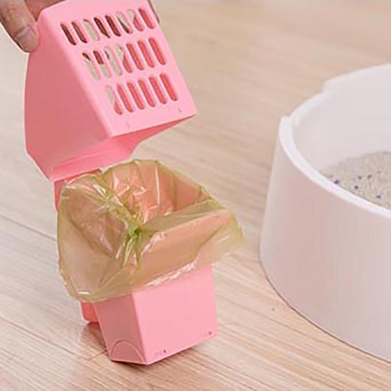 Paletta per lettiera integrata per lettiera per gattini scoop con sacchetti per rifiuti raccoglitore per animali domestici in plastica portatile forniture per la pulizia del gatto