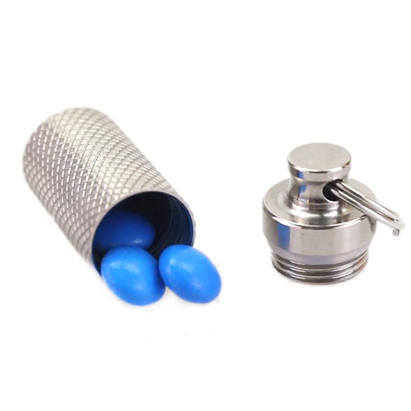 Mini bærbar udendørs camping titanium pille medicin æske beholder nødsituation vandtæt rejse pille flaske