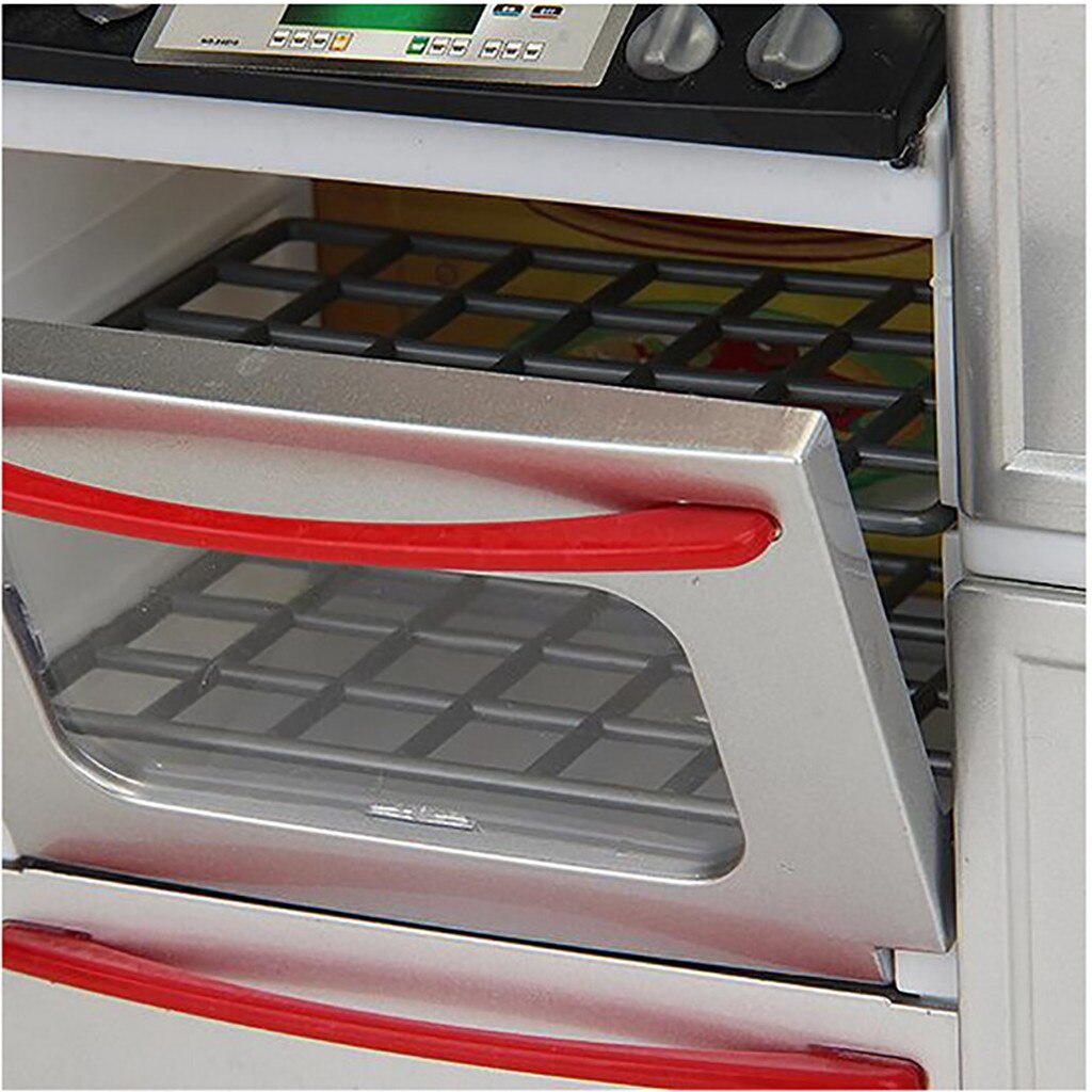 Red Mini Kitchen Pretend Play Cooking Set Simulation Cabinet Stove Girls Toy Doll House Appliances Cabinet Set