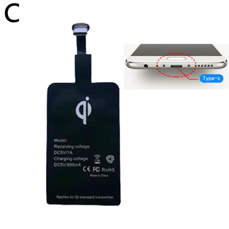 Zwarte Draagbare Draadloze Opladen Ontvanger Patch Voor Android Type-C Mobiele Telefoon Universele Mobiele Telefoon Accessoires G9u0: C