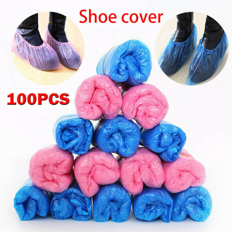 100PCS Disposable Plastic Shoe Covers Anti-Dust/water PVC Plastic Over Shoes / Shoe Boot Covers Walk Function Carpet Protectors