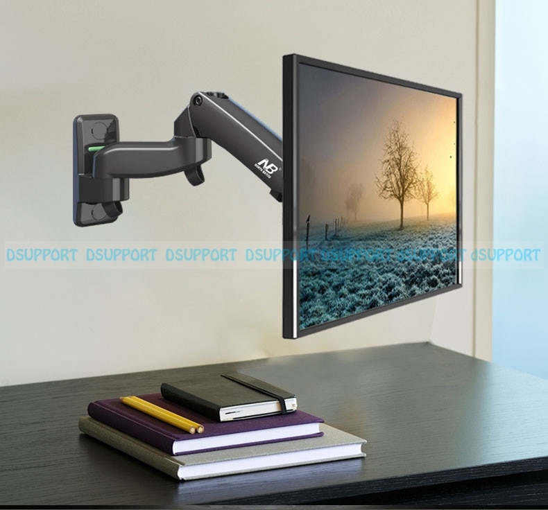 Nb f150 liga de alumínio 360 graus 17 "-27" monitor suporte mola de gás braço led tv lcd montagem na parede carregamento 2-7kgs