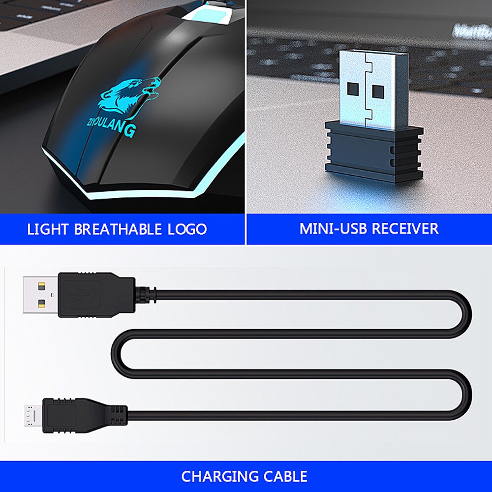 Rechargeable gaming mouse X5 wireless silent LED backlit USB optical ergonomic mouse The sense of technology is born for games