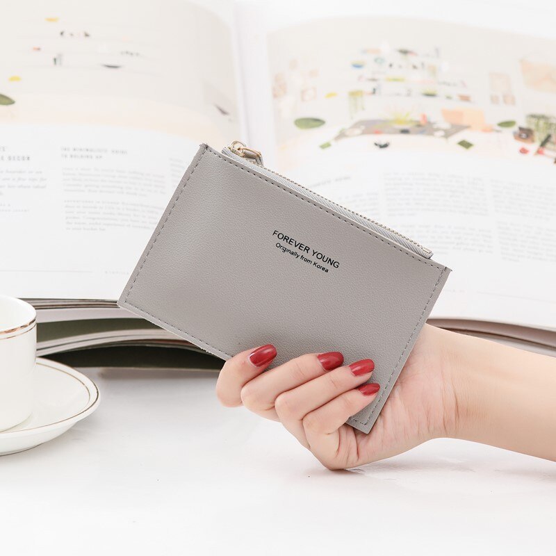 Qiuyin célèbre rétro court coréen portefeuille femmes sacs en cuir portefeuille pochette porte-monnaie mince sac mignon sac à main Minnie: grey wallet