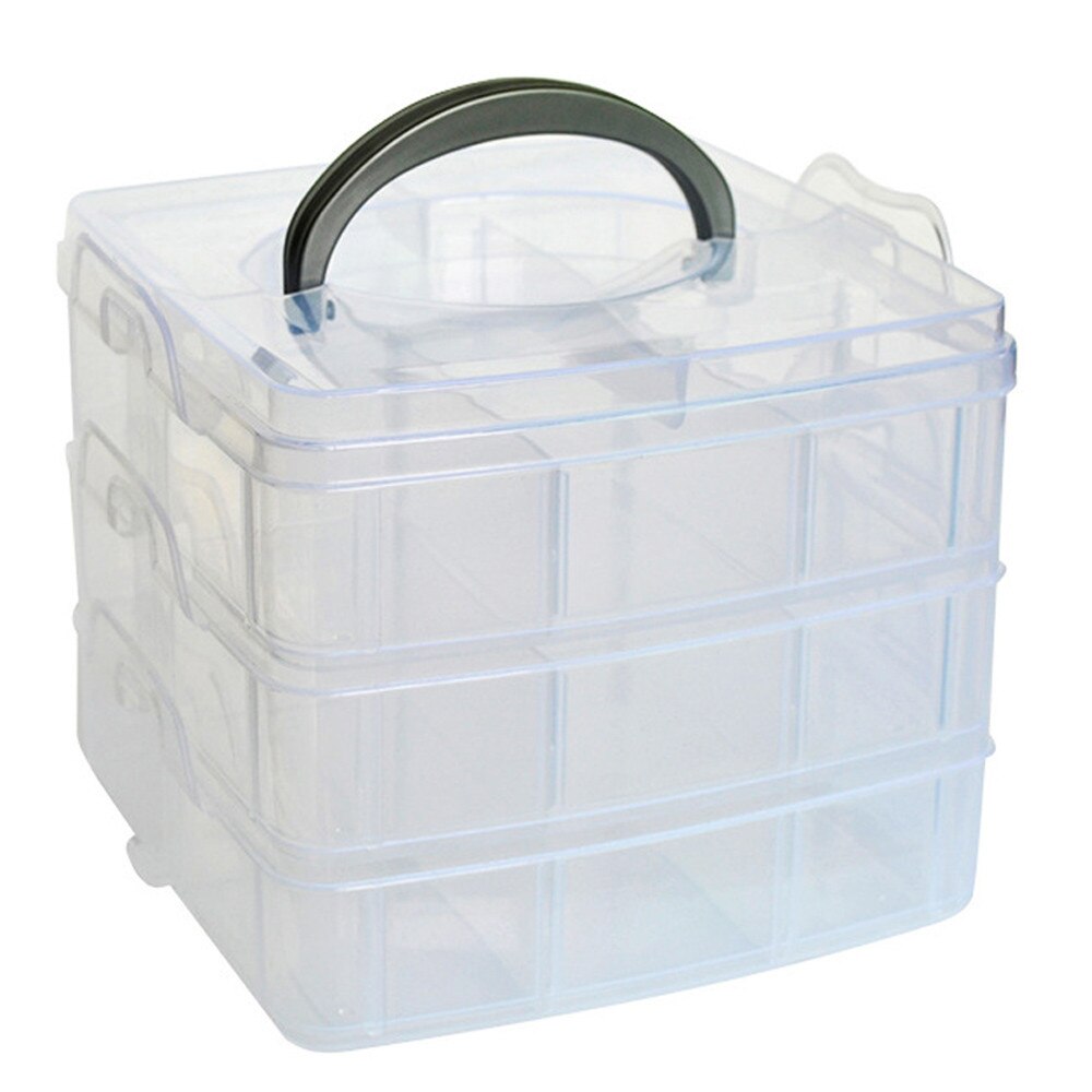 Clear Plastic Craft Kralen Sieraden Organizer Tool Box Case Drie-Layer Verwisselbare Plastic Opbergdoos Case # T1P: White
