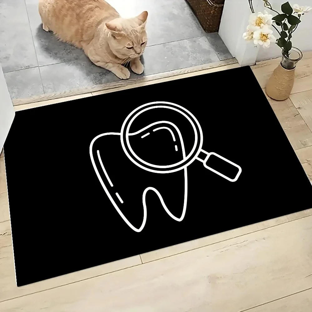 sterben Zahnarzt-Zahn-Bodenmatte, grafisch bedruckte Flanell-Fußmatten für Badezimmer, Küche, Eingang, Teppich, Heimdekoration: 40 cm x 60 cm / Licht Grün