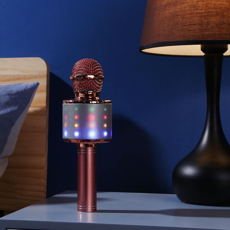 4-in-1 LED Wireless bluetooth Karaoke Microphone USB Speaker Mini Singing KTV