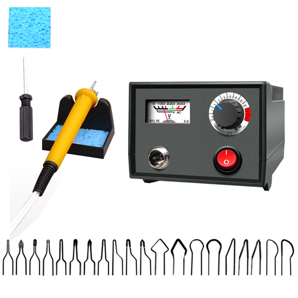 30w justerbar temperatur vedovn pyrografi penn brennemaskin kalebass håndverk verktøysett med sveisetråd 110v/220v: 220v / Lh30-zz1 / Oss