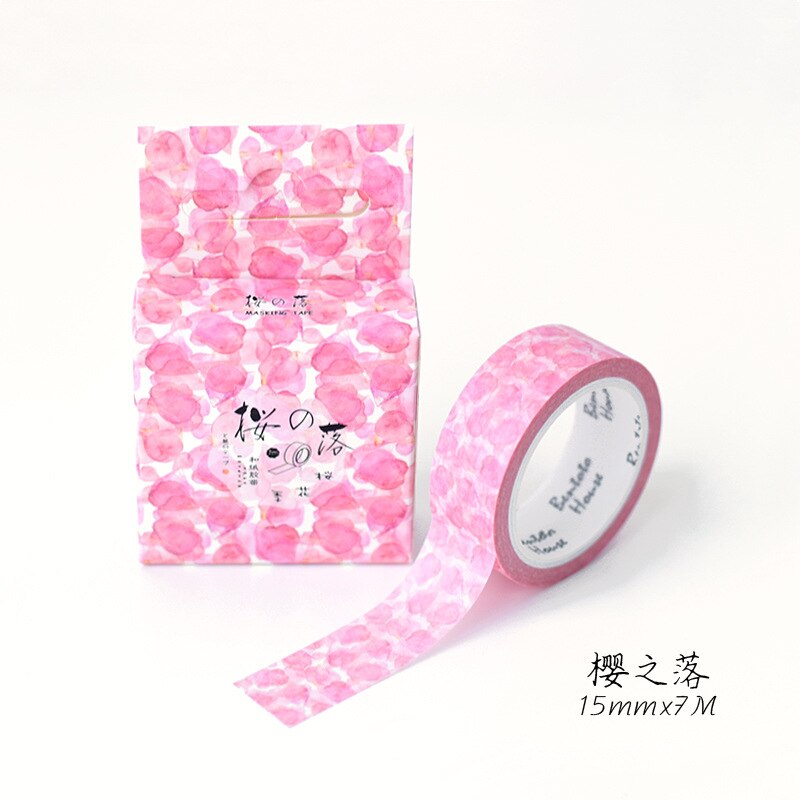 Söt körsbärsblomning säsong japansk washi tejp papper gör-det-själv dekor scrapbooking planerare självhäftande maskeringstejp kawaii brevpapper: Guld-