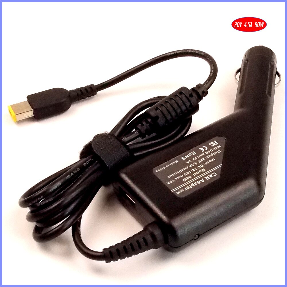 20 V 4.5A Laptop Auto DC Adapter Oplader + USB voor Lenovo Thinkpad Edge E560P, Ideapad Flex 3-15, E570 L540 T440p T460p V510-15IKB