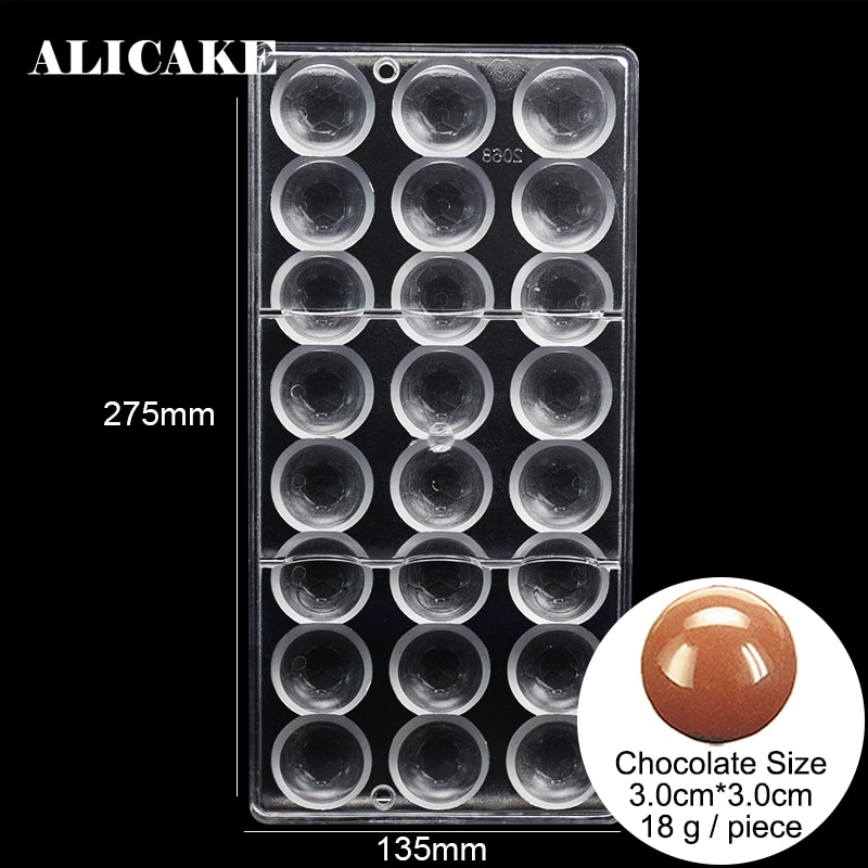 18 Gaten Ball 3D Polycarbonaat Chocolade Mallen Plastic Lade Chocolade Snoep Vorm Bakken Gebak Maken Pan Gereedschap Bakvormen Mould