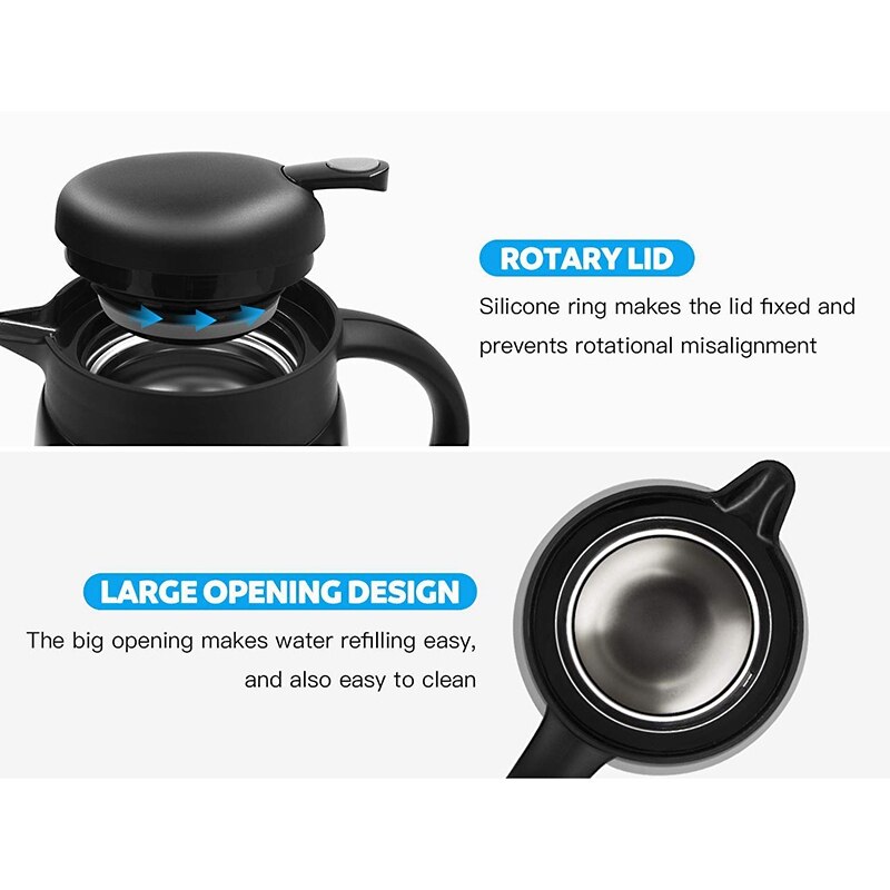 Thermoskan 1L Thermal Coffee Carafe Vacuüm Thermische Pot, Dubbel-Wall