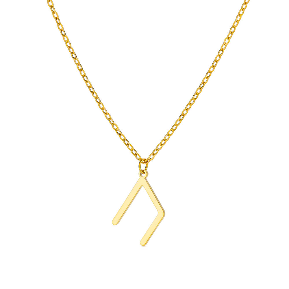 Pendentif runique nordique pour femme, collier de superposition rune viking, bijoux délicats minimalistes, breloque Futhlavabo Runes, pour personne âgée: Couleur or jaune pâle