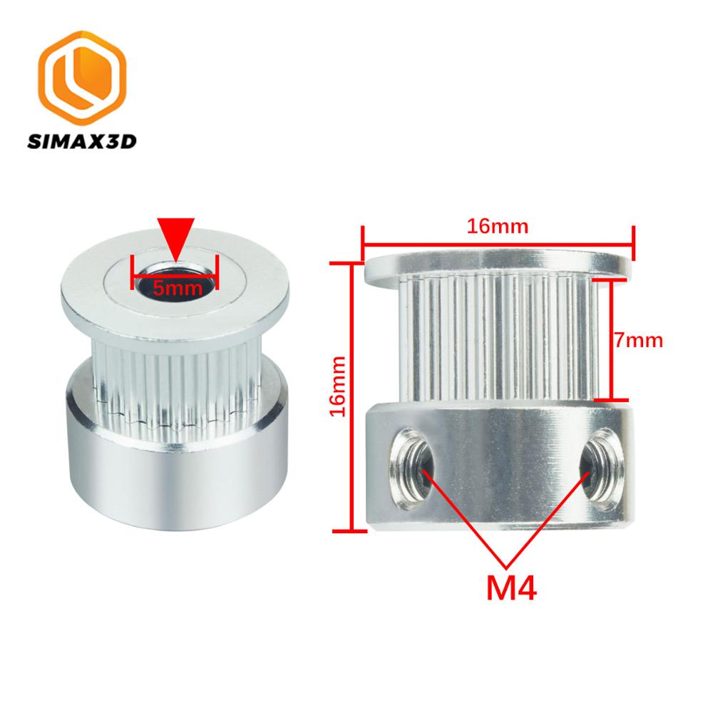 SIMAX3D GT2 Timing Katrol Tand Boring 5Mm 6.35Mm Tanden Timing Gear Alumium 1/2 Stuks Riem Breedte 6Mm voor Ender 3 Pro 3D Printer Deel