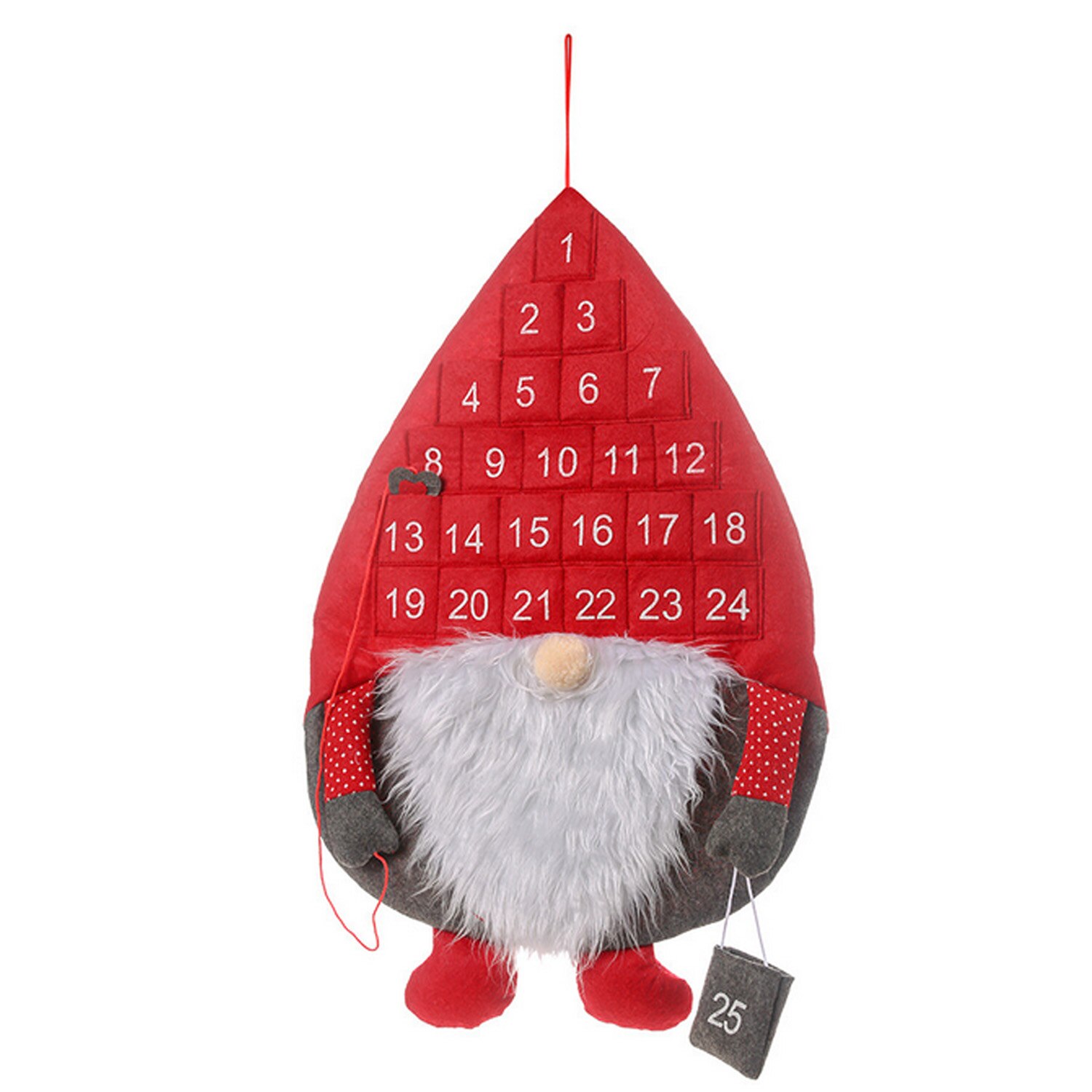 24 Days Santa Christmas Advent Calendar with Hanging Pockets Home Living Room Door Wall Decors Christmas Xmas Countdown Calendar: Red