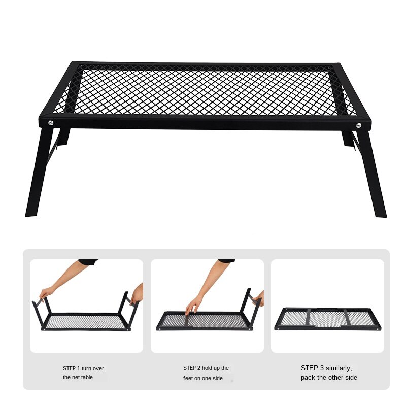 Steel Outdoor Folding Campfire Grill Grate For Cooking Foldable BBQ Grill Rack Heavy Duty Portable Camping Barbecue Accessories