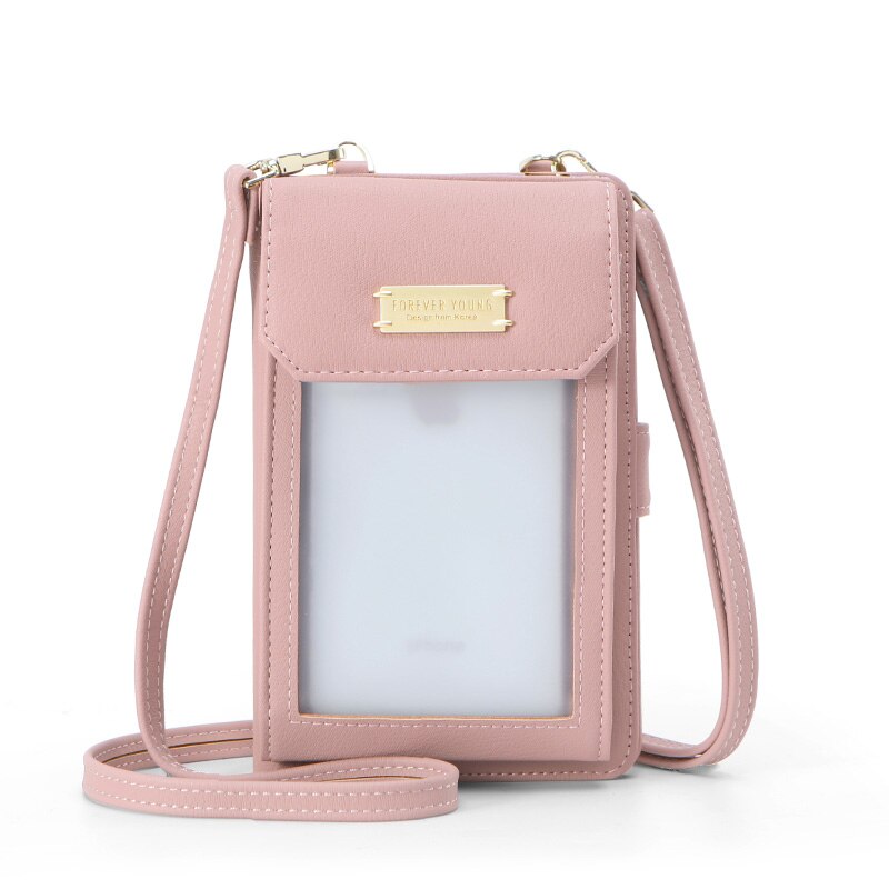 Weichen multi-funcional carteira bolsa para mulheres design da marca moda senhoras bolsas de bolso do telefone celular crossbody sacos de ombro: Soft Pink