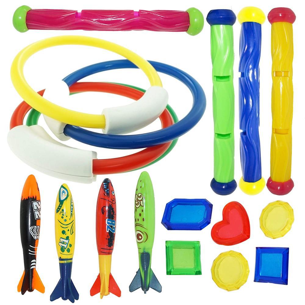 22 Teile/satz Tauchen Rakete Werfen Spielzeug Schwimmbad Tauchen Spiel Sommer Räuber Art Tauchen Stock Spielen Wasser Spielzeug Schlecht spielzeug: 18Stck einstellen