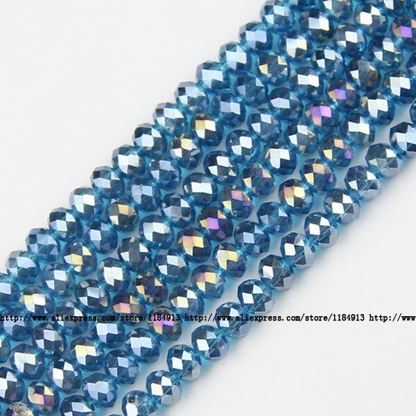 JHNBY forma redonda de lujo perlas de cristal austriaco de 6mm 50 Uds. Cuentas sueltas rondeles bola de cristal pulsera joyería DIY: Y608 Peacock blue