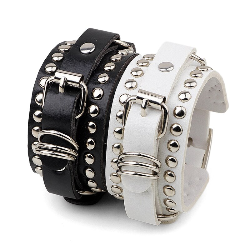 Mannen Mode Pu Lederen Punk Klinknagel Armbanden Mannelijke Hip Hop Straat Dagelijks Armband Sieraden