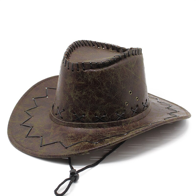 Retro Cowboy Hat Cowgirl Cap Western Style Cool Men Patch Outdoor Horse Riding 56-58cm Hat NZ0036: Light Brown